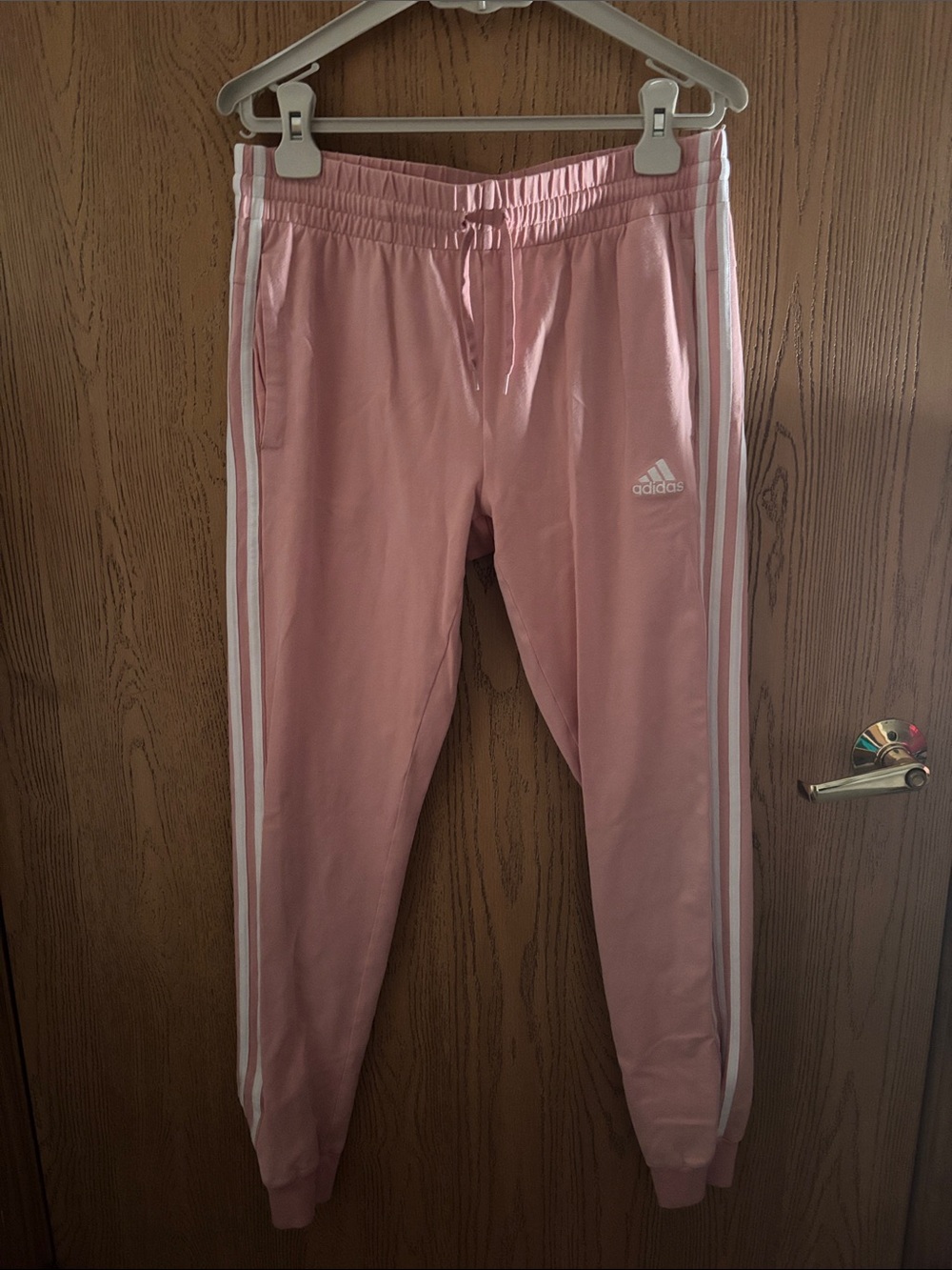 adidas Pink Jogger Sweatpants with White Side Stripes